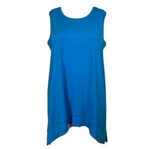 Antthony Original Shirt Women Sz S Tank Cobalt Blue Stretch Handkerchief Hem Top